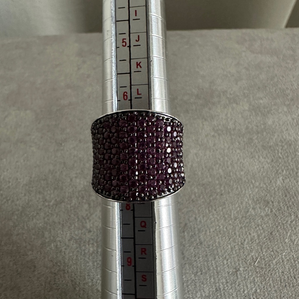 Pave Rhodolite Garnet 3/4" Wide Band Ring - Picture 12 of 13